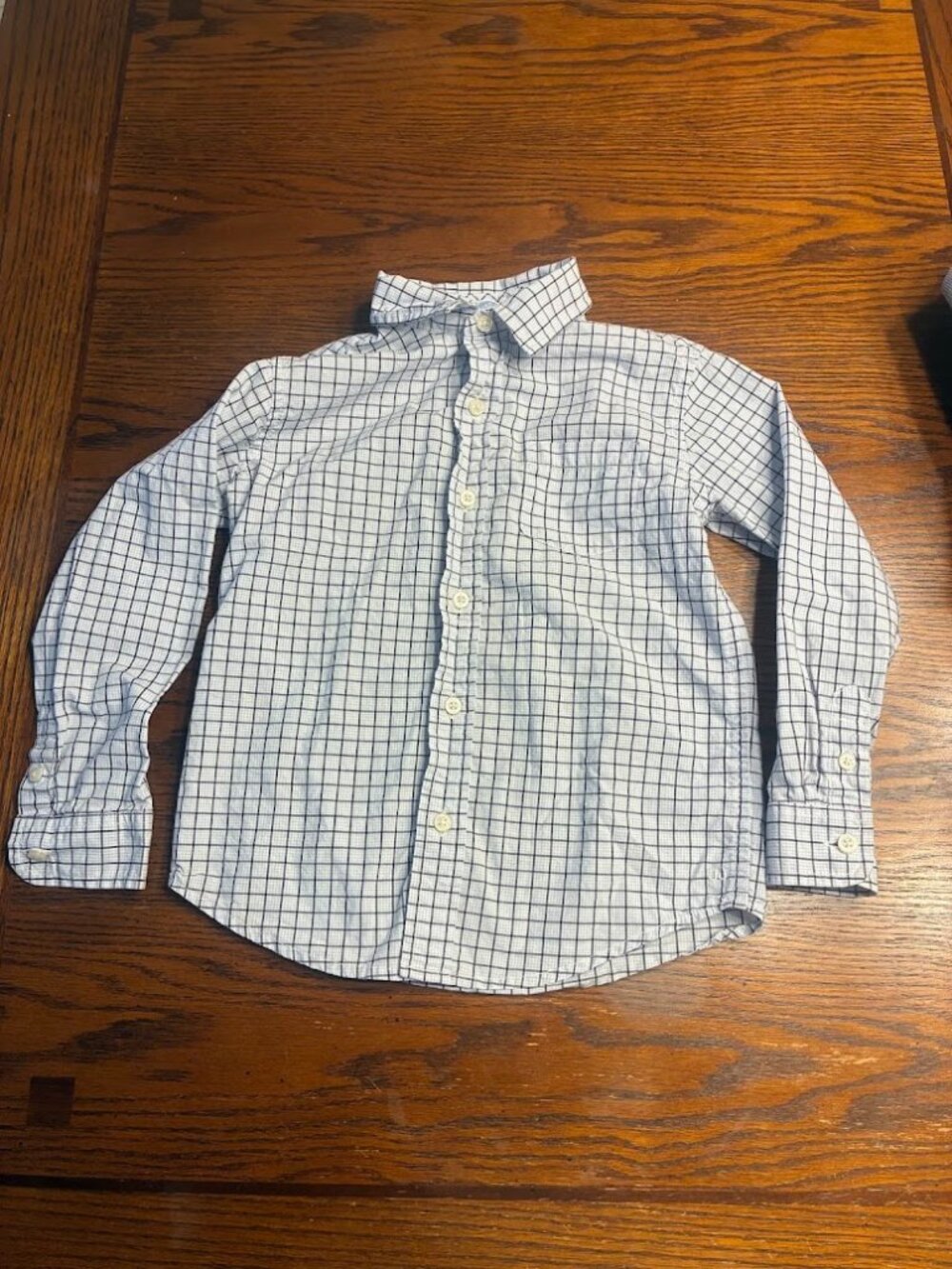 Janie and Jack - Boys Size 4 - Long Sleeved Button Up Shirt - Blue/Gray/White